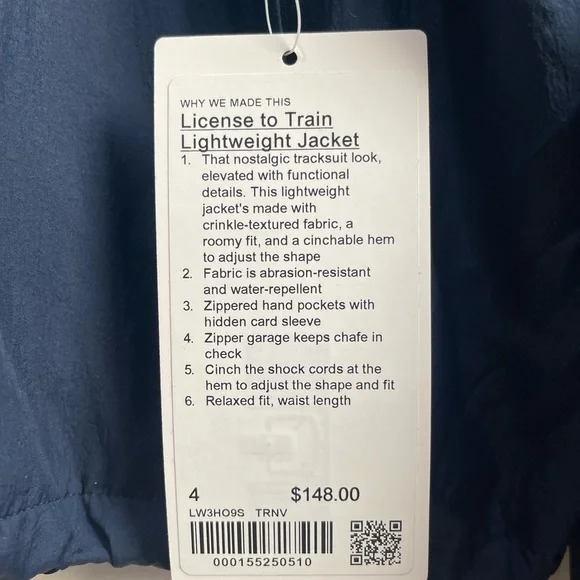 Lululemon Athletica License to Train Lightweight Jacket True Navy Size 4 - Picture 4 of 8
